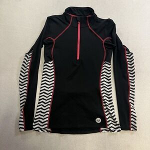 Roxy Jacket Women's Size Large Black Pink 1/4 Zip DryFlight Pullover Workout Gym